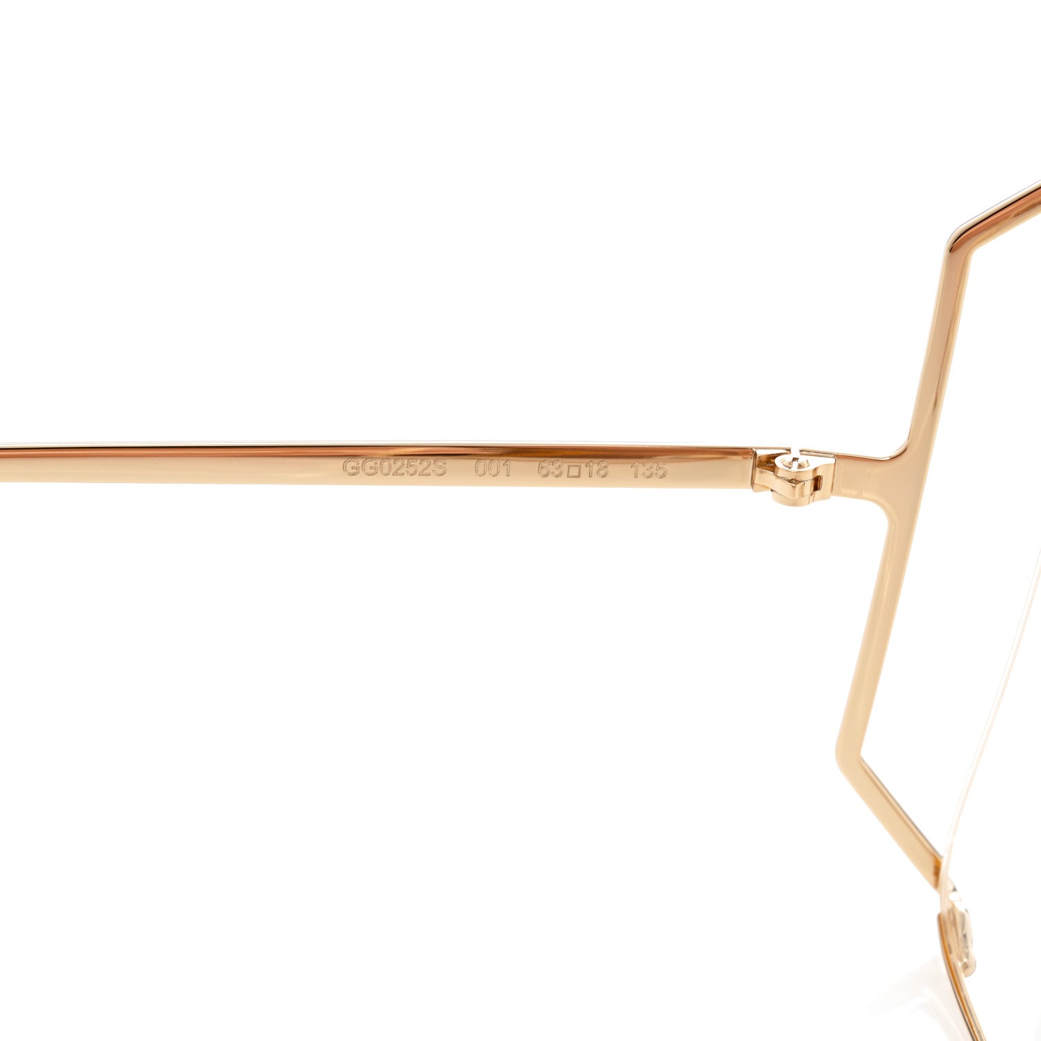 Gucci Metal Oversized Round Sunglasses GG0252S Gold 6 of 8
