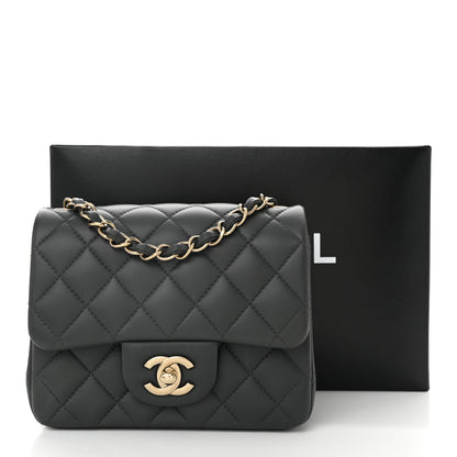 Chanel Lambskin Quilted Mini Square Flap Dark Grey 11 of 11