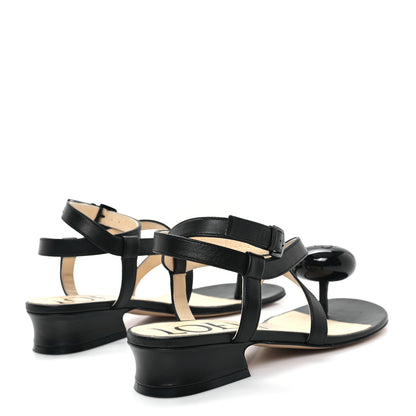 Loewe Calfskin Paula's Ibiza Pebble Toe Post Calle Sandals 37 Black 5 of 9