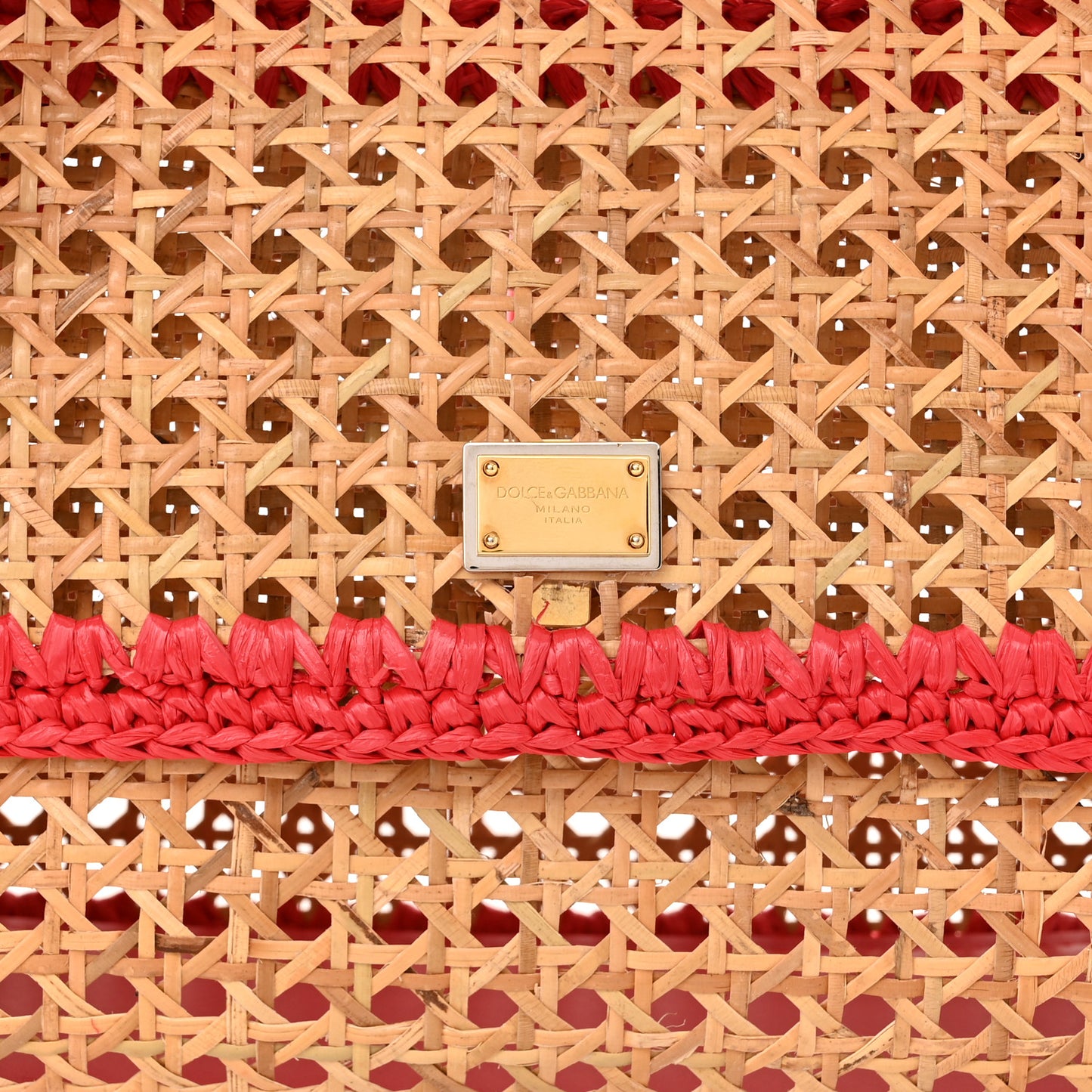 Woven Raffia Miss Sicily Satchel Red