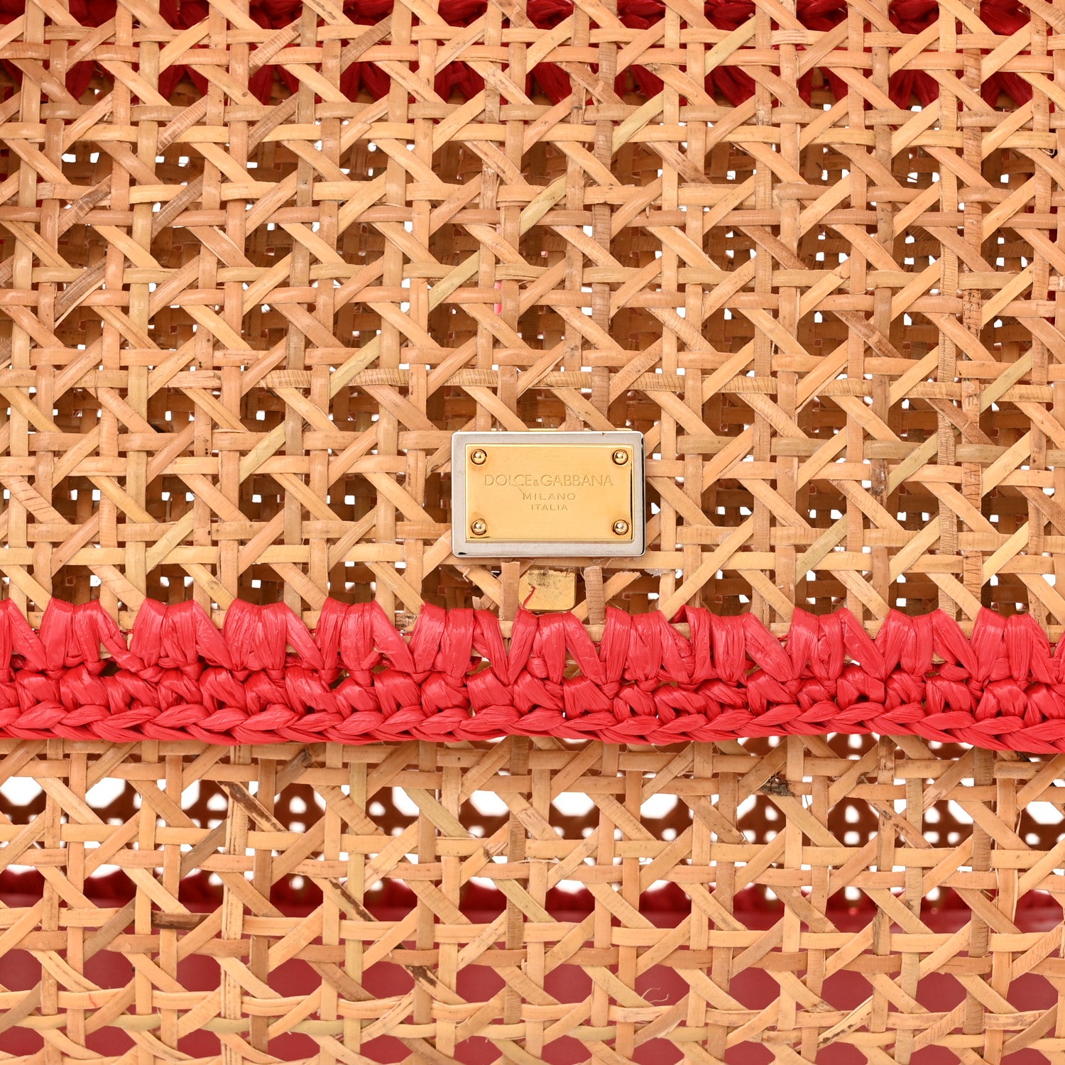 Dolce & Gabbana Woven Raffia Miss Sicily Satchel Red 6 of 10