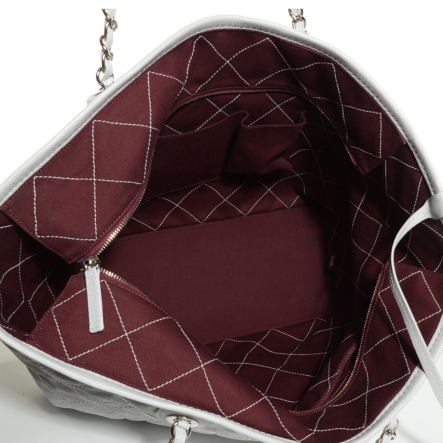 Chanel Grained Calfskin Quilted Large Daily Shopping Tote Light Grey 6 of 8