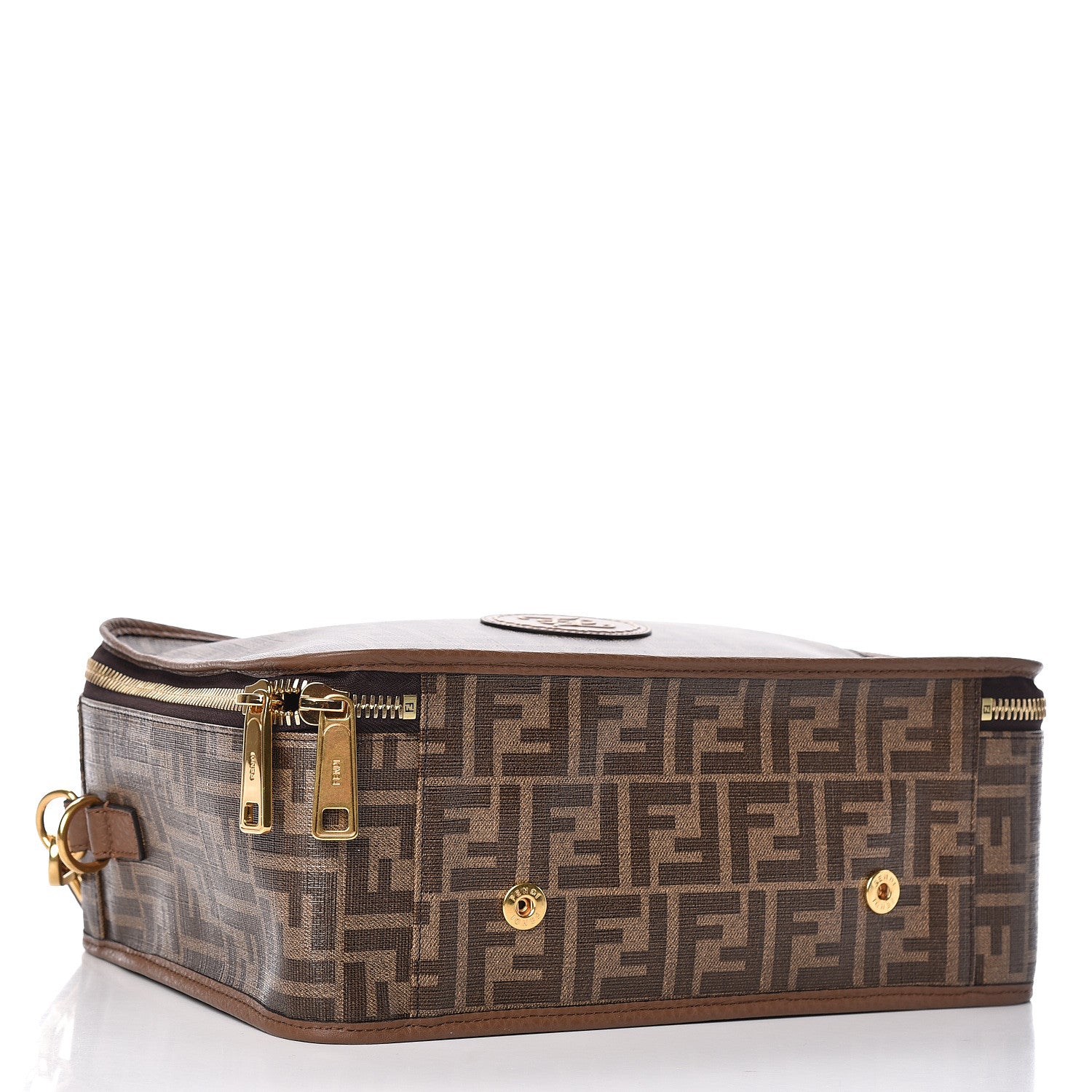 Fendi Glazed Fabric FF 1974 Karligraphy Small Travel Bag Mogano Panna 4 of 10