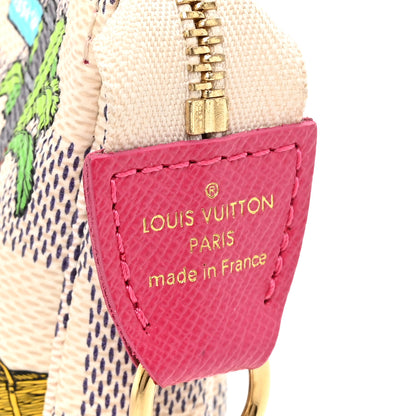 Louis Vuitton Damier Azur 2021 Christmas Animation Hollywood Mini Pochette Accessories Fuchsia 6 of 12