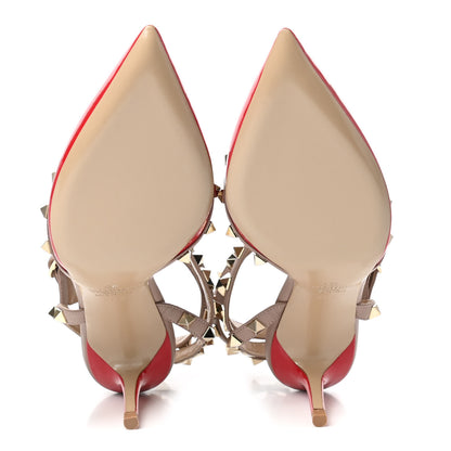 Valentino Garavani Patent Nappa Rockstud Ankle Strap 65mm Pumps 37.5 Rosso Valentino Poudre 5 of 8