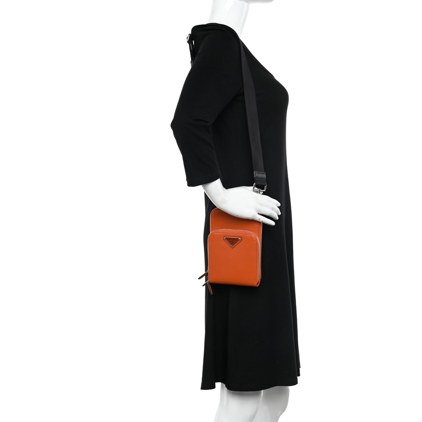 Saffiano Phone Crossbody Pouch Papaya