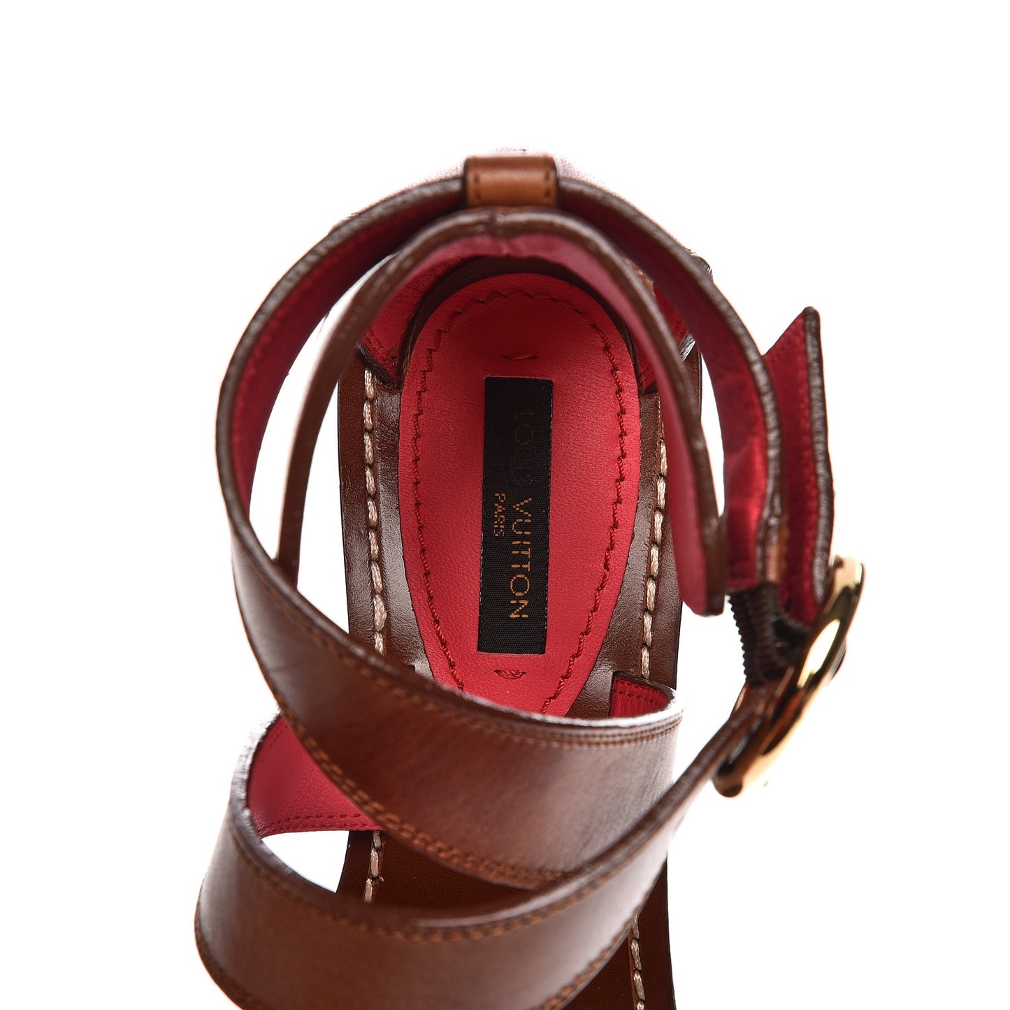 Calfskin Monogram Ocean Drive Heeled Sandals 36 Cognac