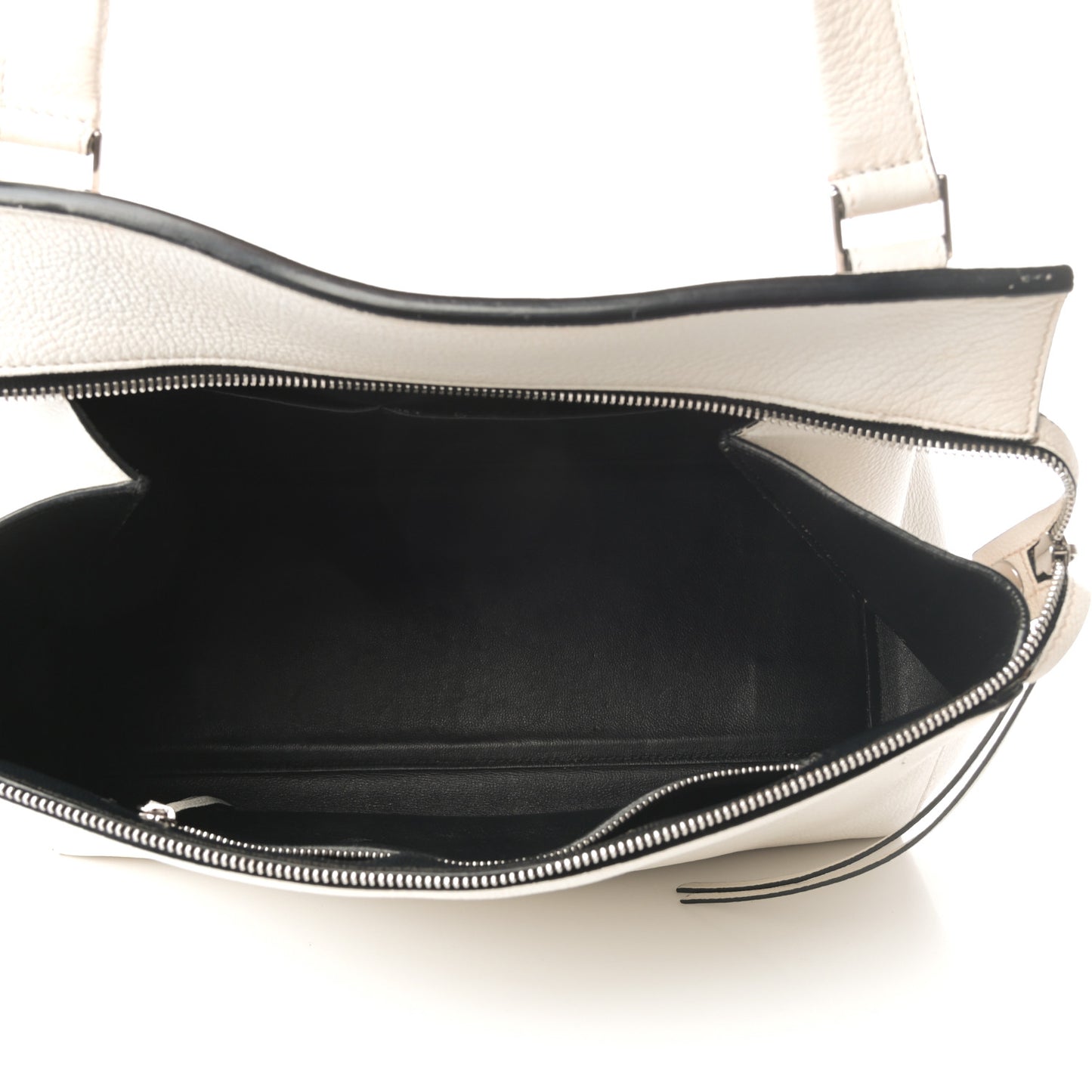 Grained Calfskin Medium Edge Shoulder Bag White