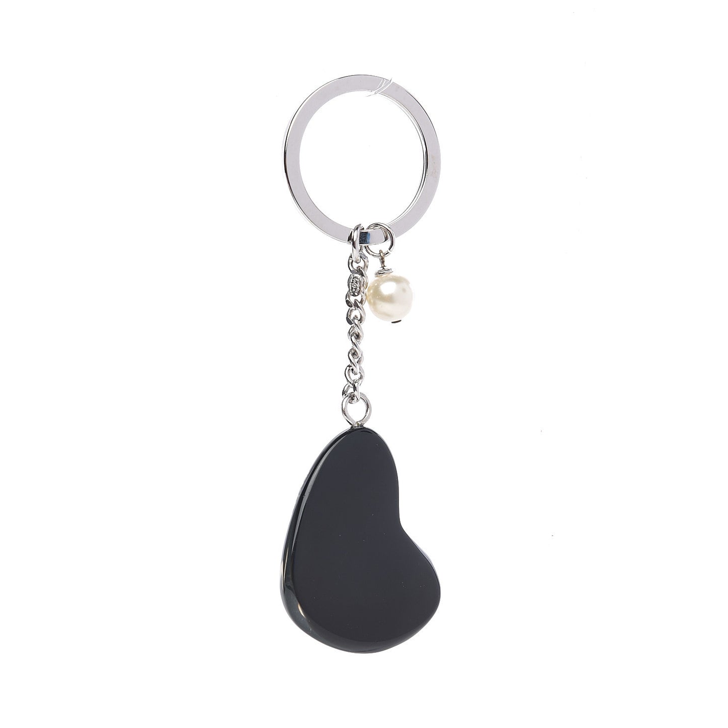 Resin Crystal Embellished Heart Keychain Black