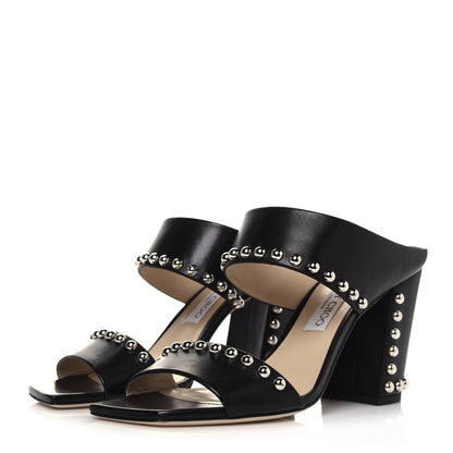 Jimmy Choo Calfskin Matty 85 Studded Mule Sandals 41 Black 3 of 8