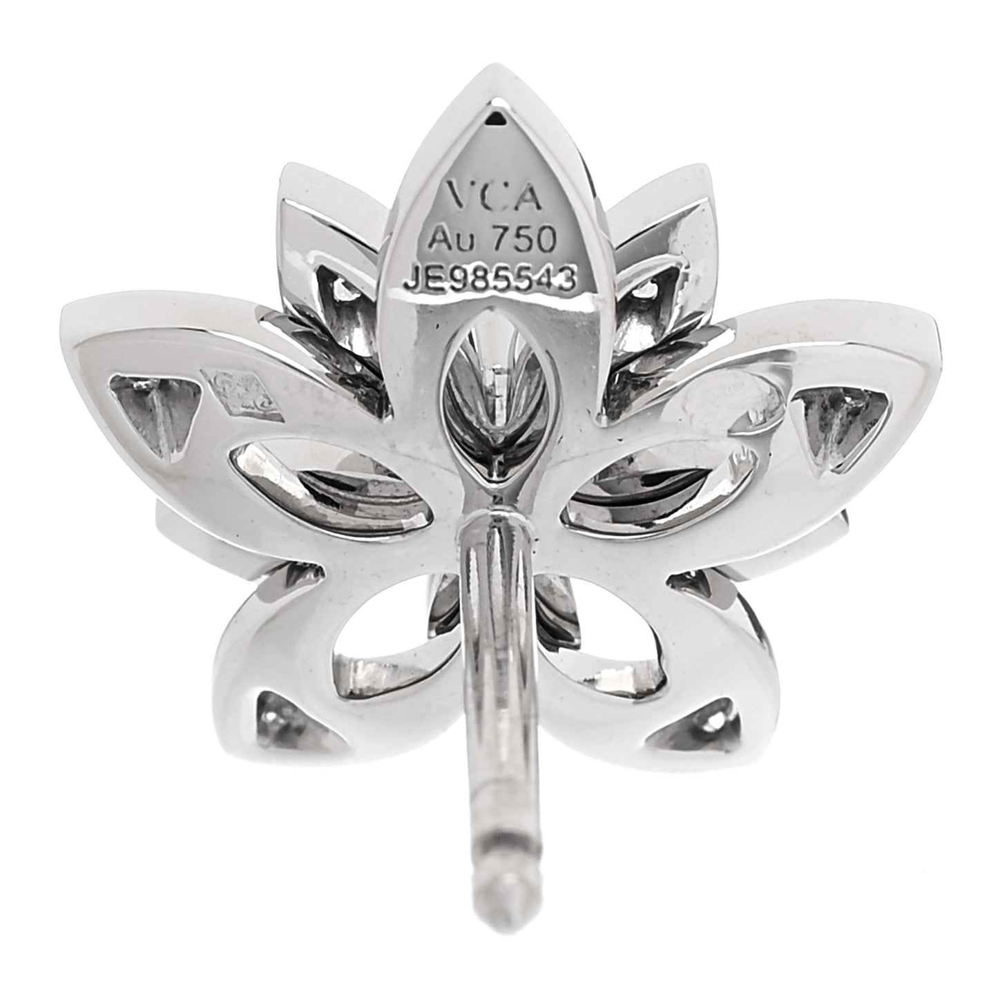 18K White Gold Diamond Mini Lotus Openwork Earrings