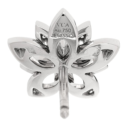 Van Cleef & Arpels 18K White Gold Diamond Mini Lotus Openwork Earrings 4 of 5