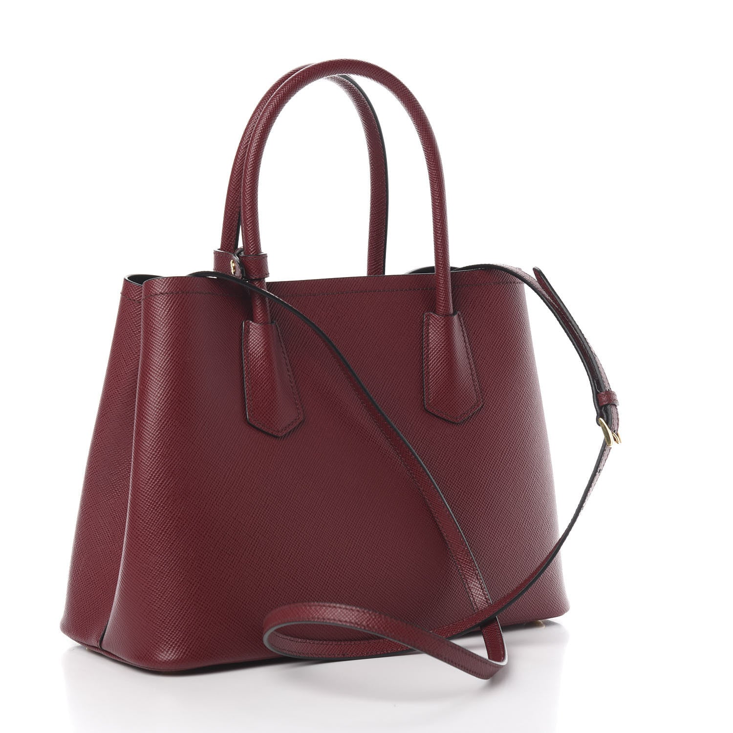 Prada Saffiano Cuir Small Double Bag Cherry Black 3 of 9