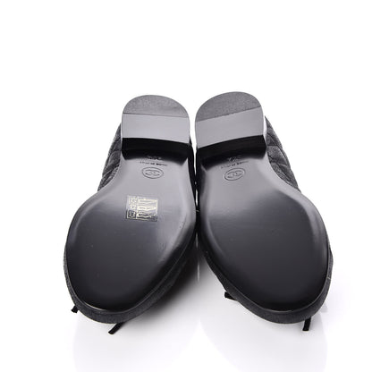 Chanel Iridescent Calfskin Quilted CC Cap Toe Ballerina Flats 34.5 Black 5 of 9