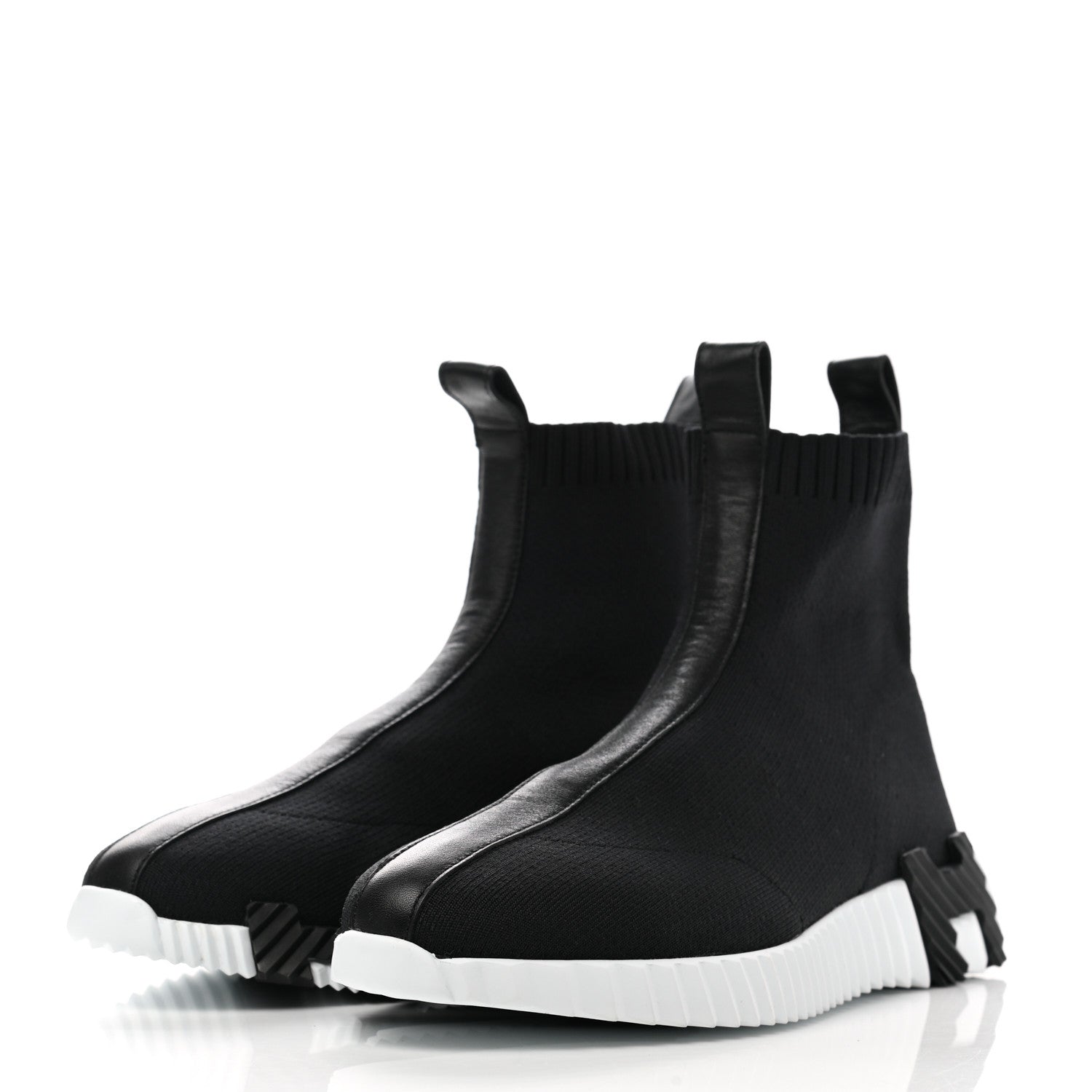 Hermes Technical Canvas Goatskin Fun Sneakers 39 Black White 3 of 9