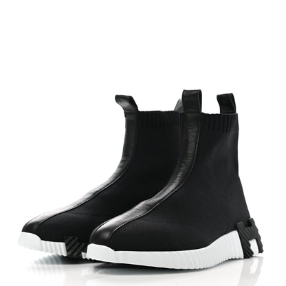 Hermes Technical Canvas Goatskin Fun Sneakers 39 Black White 3 of 9