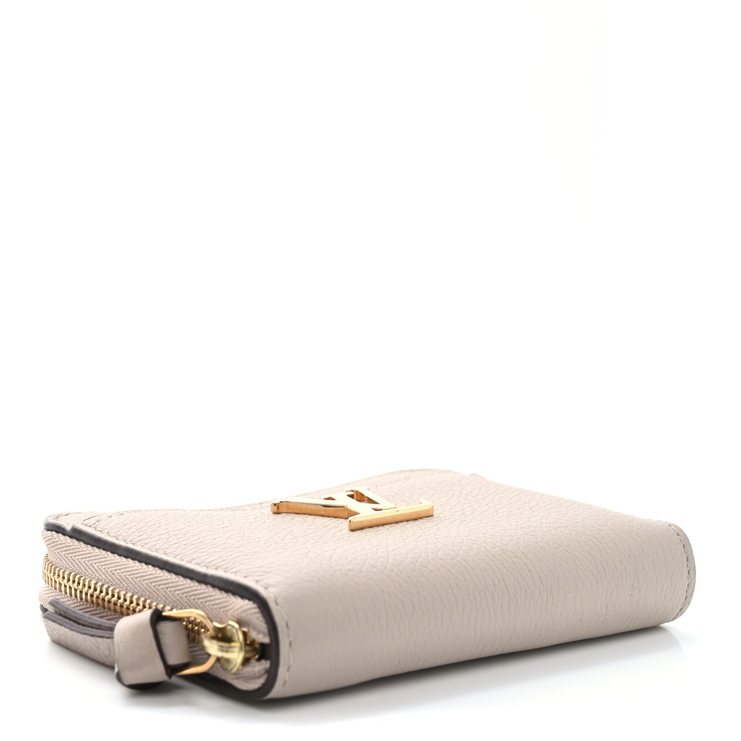 Calfskin Lockme Zippy Coin Purse Greige