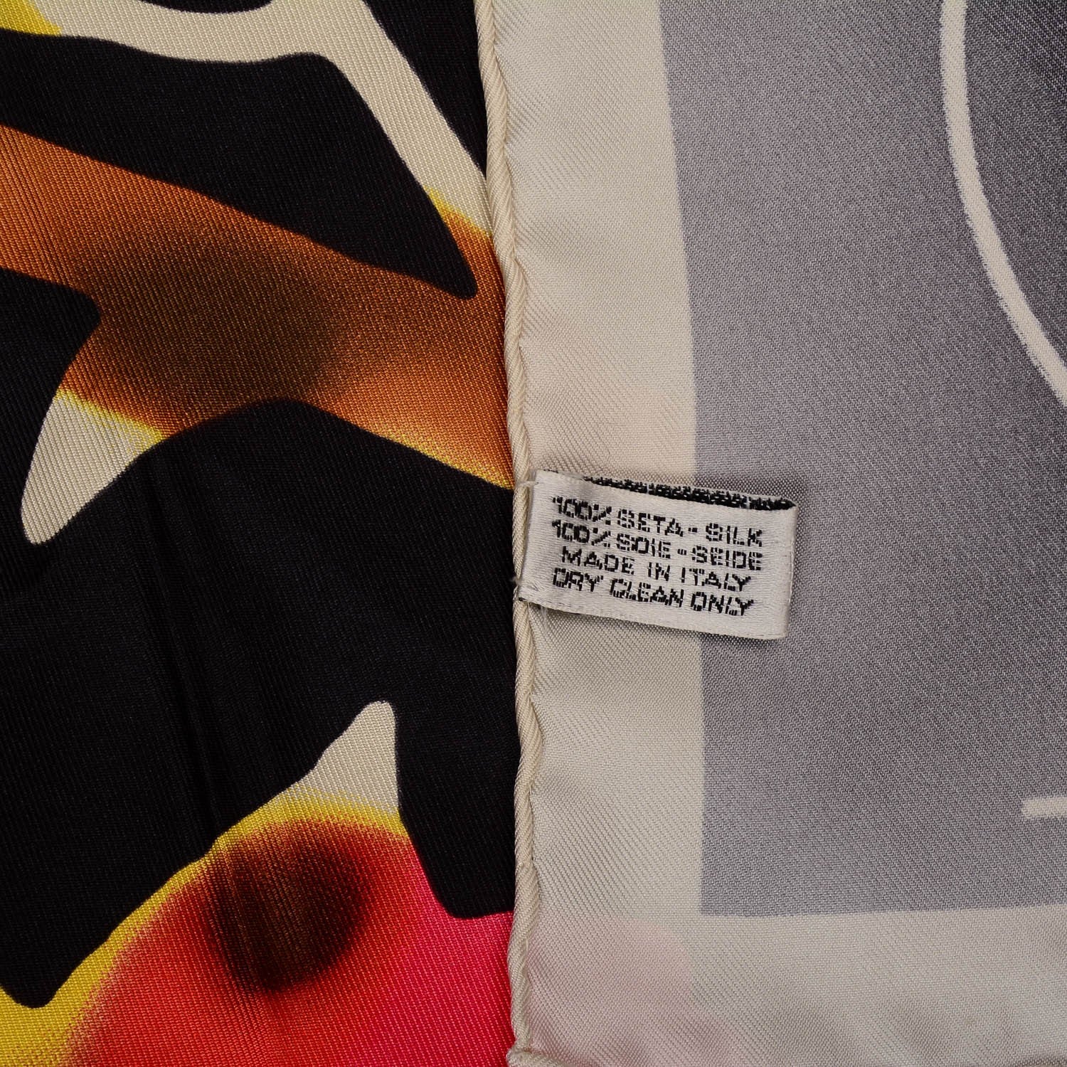 Chanel Silk Camellia Watercolor Flower Scarf Black 5 of 5