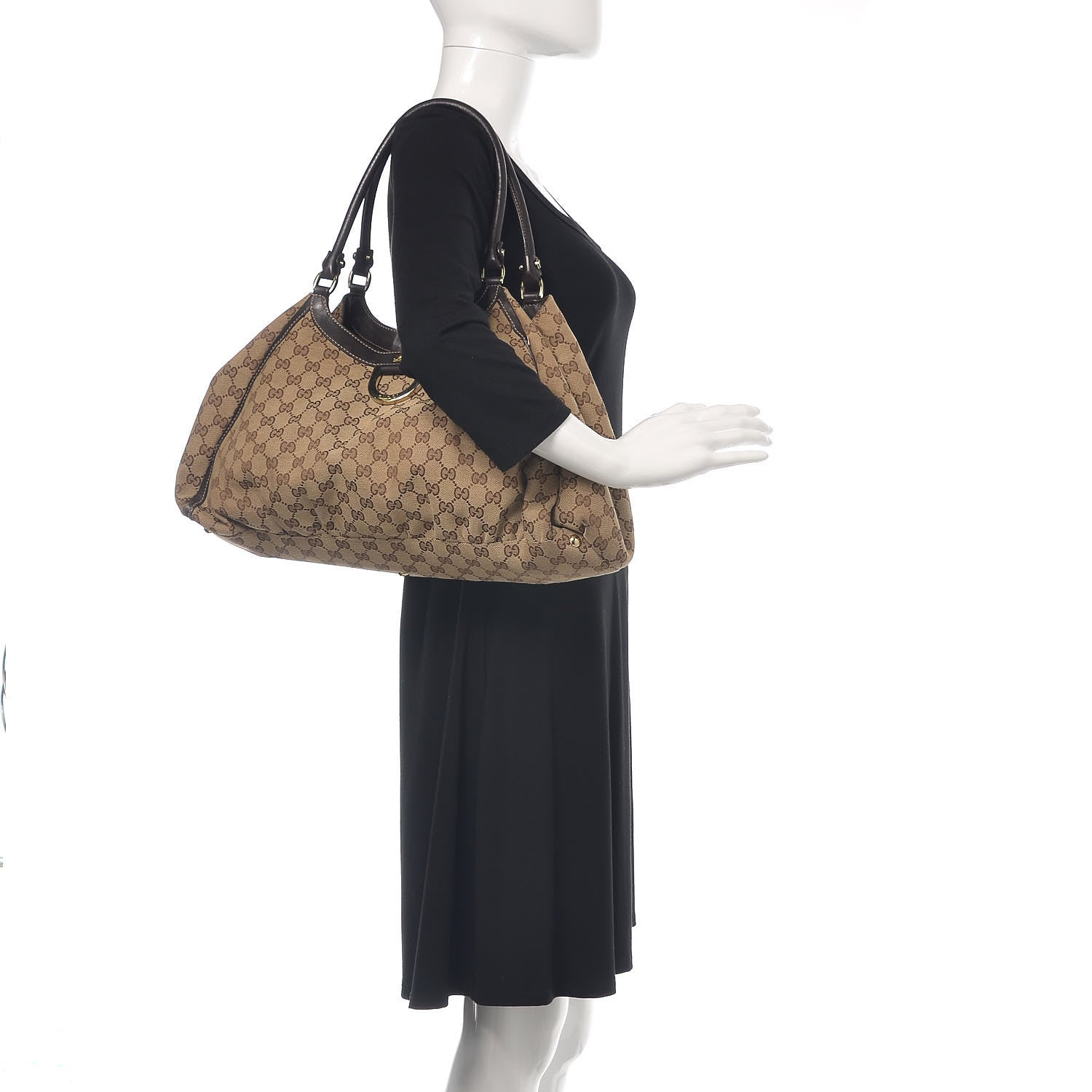 Gucci Monogram Large D Gold Hobo Dark Brown 2 of 16