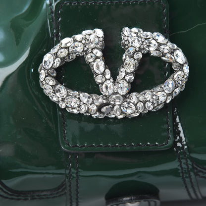 Valentino Garavani Patent Crystal Catch Satchel Green 10 of 13