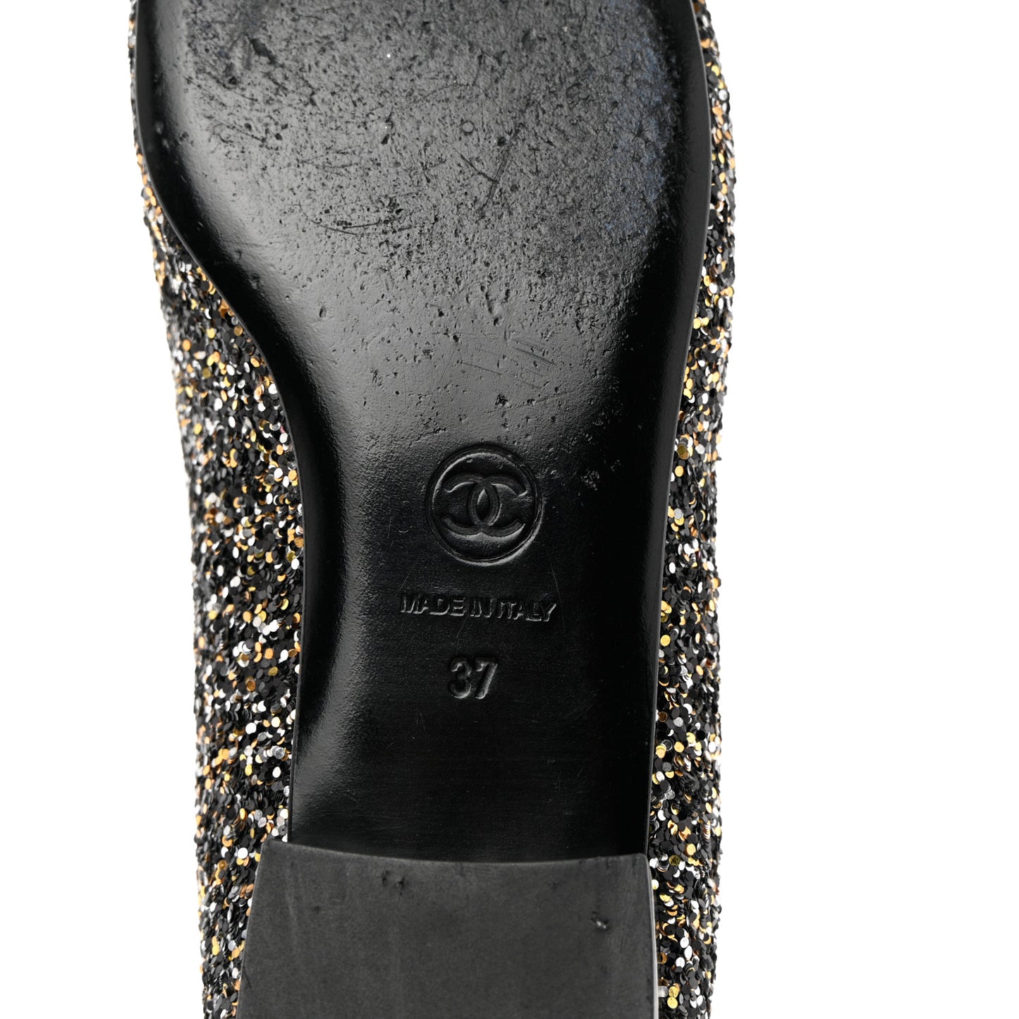 Glitter Fabric Patent Calfskin Moccasin Loafers 37 Black Bronze