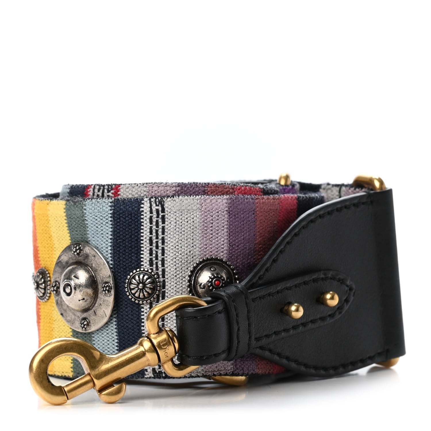 Christian Dior Canvas Embroidered Studded Rainbow Shoulder Strap 1 of 4