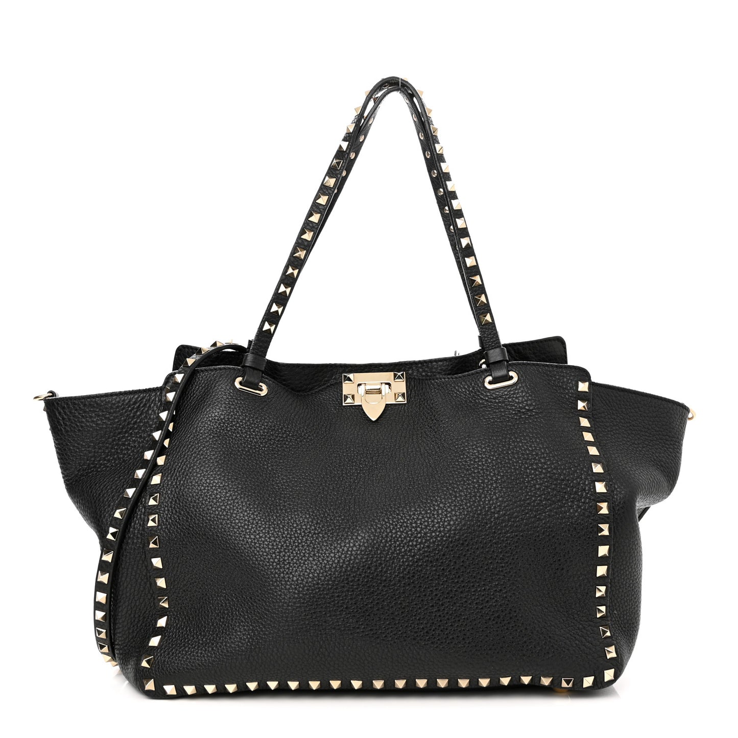 Alce Printed Calfskin Medium Rockstud Tote Black