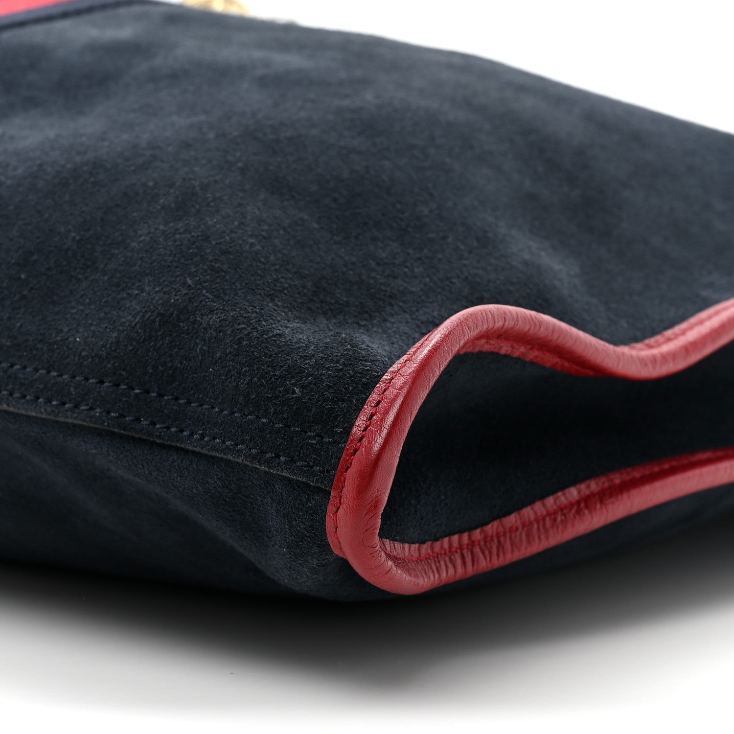 Gucci Suede Calfskin Large Rajah Chain Tote New Blue Romantic Cherry 10 of 13