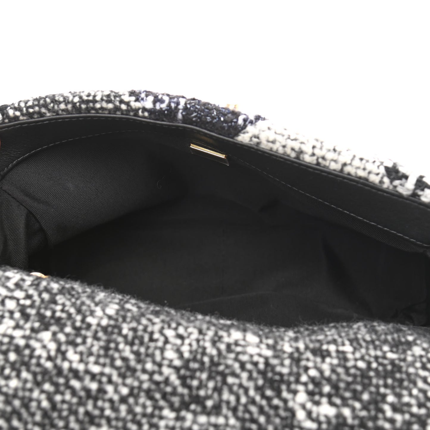 Tweed Quilted Medium Chanel 19 Flap Black White