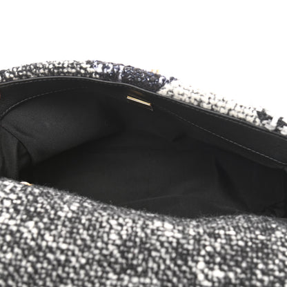 Chanel Tweed Quilted Medium Chanel 19 Flap Black White 5 of 10