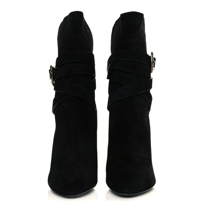 Saint Laurent Suede Mica Buckle Western Ankle Booties 40 Black 2 of 8