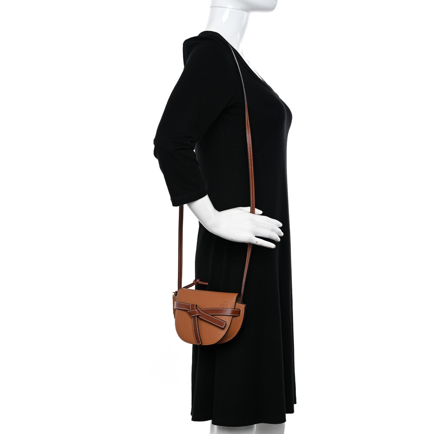 Loewe Grained Calfskin Mini Gate Crossbody Bag Caramel Pecan 2 of 10