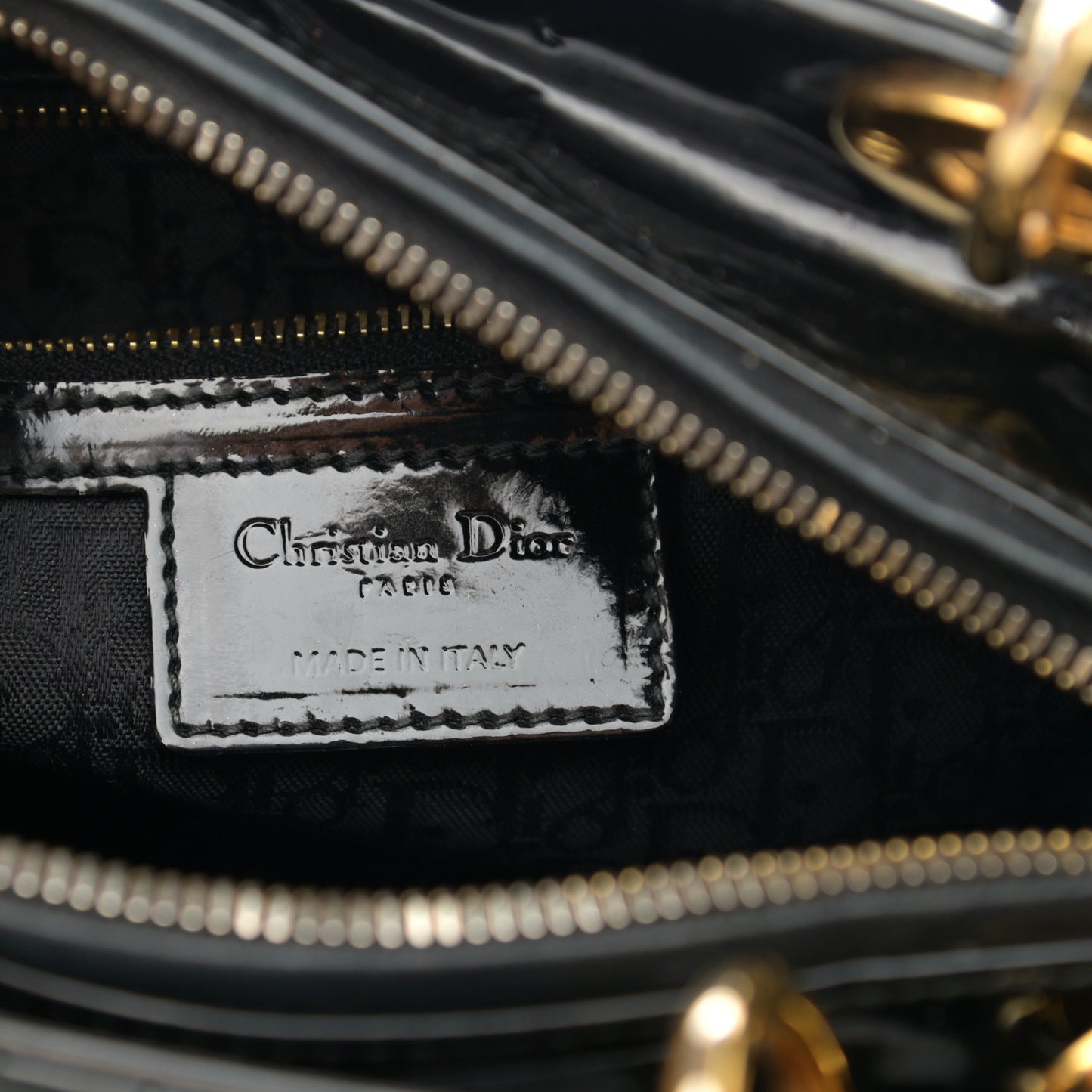 Patent Cannage Medium Lady Dior Black
