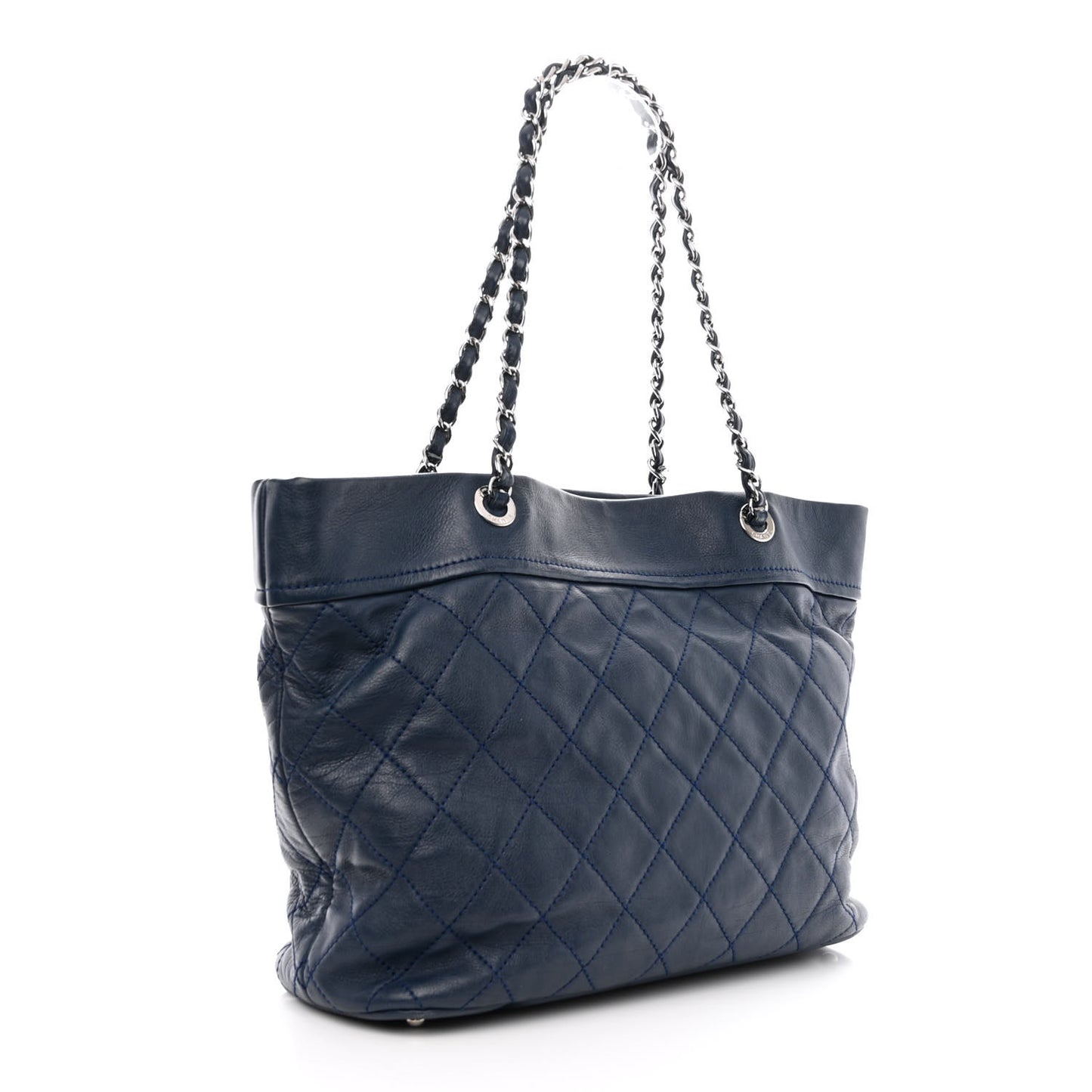 Calfskin Large Front Flap Tote Navy