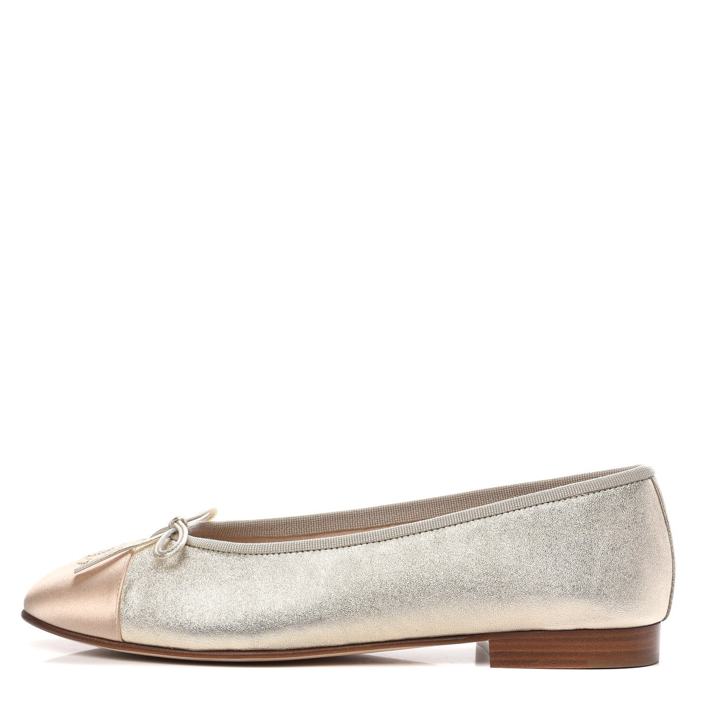 Metallic Goatskin Cap Toe CC Ballerina Flats 39 Gold