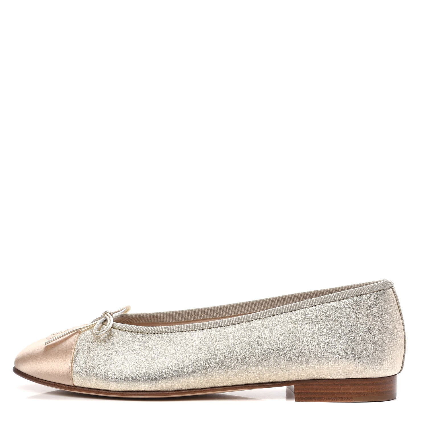 Chanel Metallic Goatskin Cap Toe CC Ballerina Flats 39 Gold 1 of 9