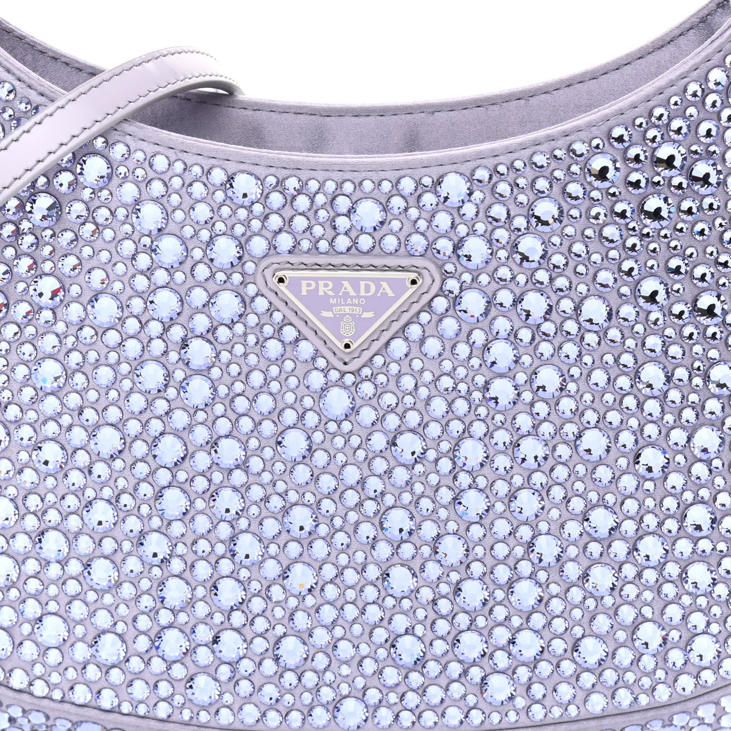 Prada Satin Crystal Cleo Adjustable Strap Shoulder Bag Glicine 7 of 9
