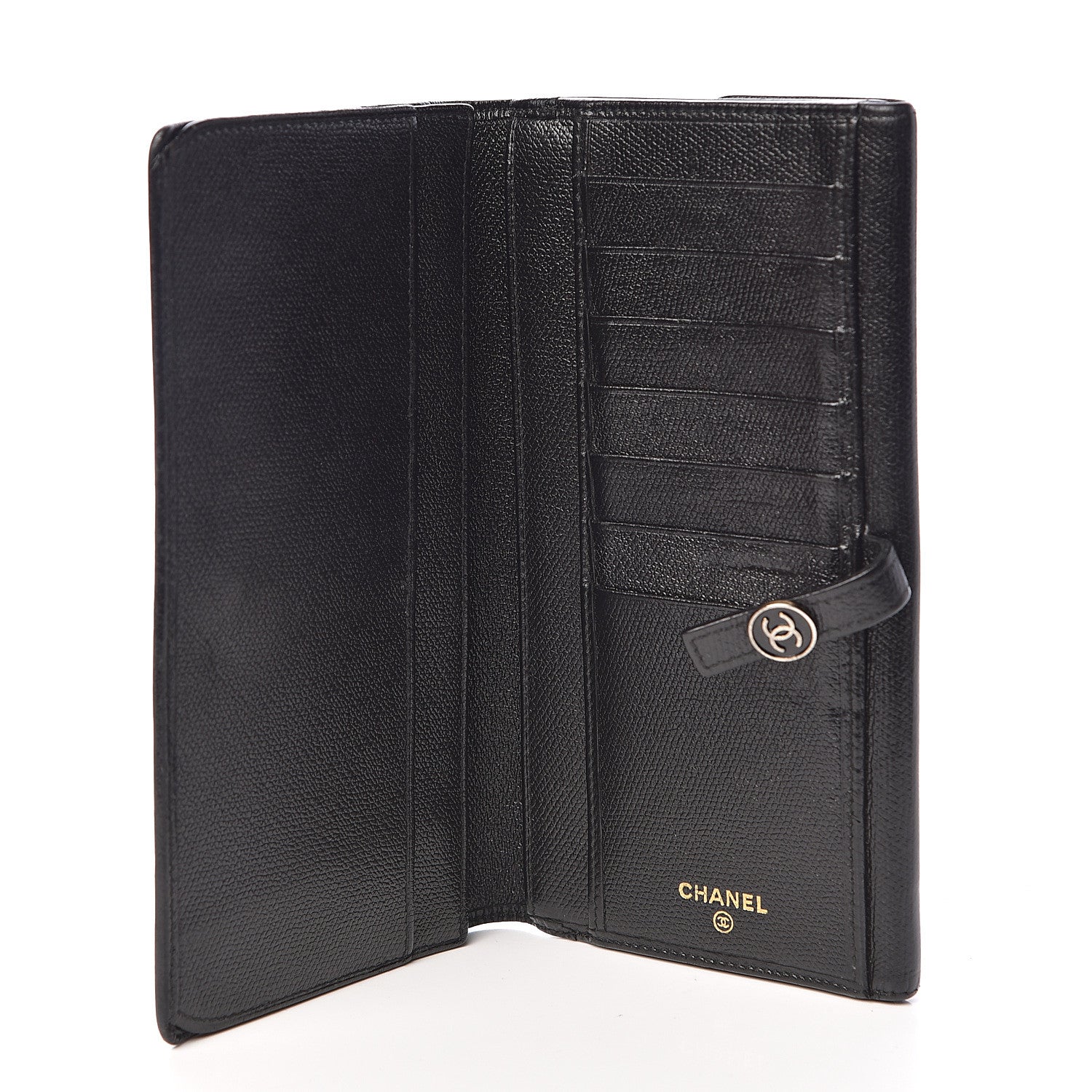 Chanel Grained Calfskin CC Button Long Wallet Black 5 of 11