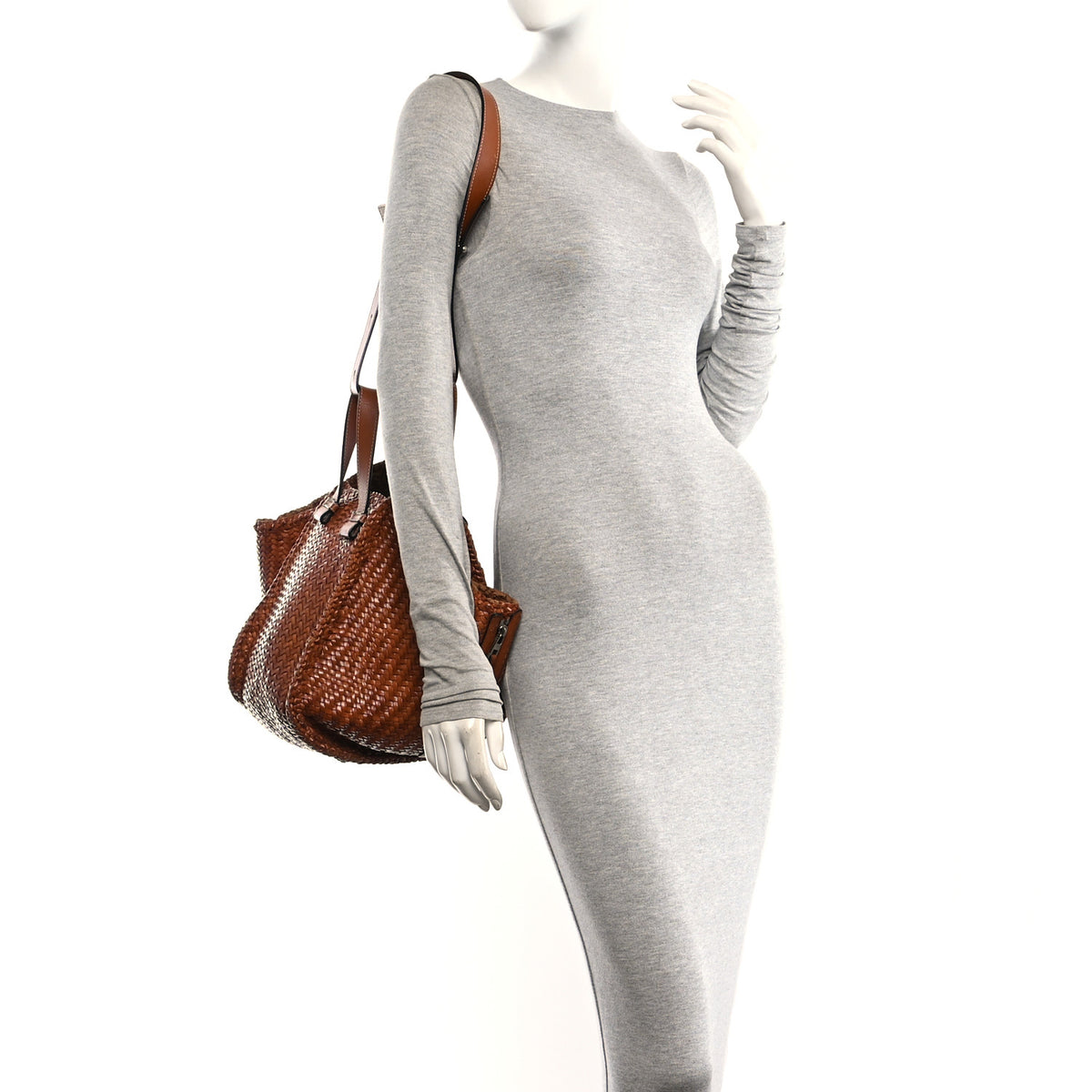 Loewe Calfskin Woven Medium Hammock Shoulder Bag Tan 2 of 13
