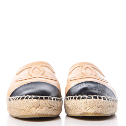 Chanel Lambskin CC Espadrilles 35 Beige Black 2 of 18