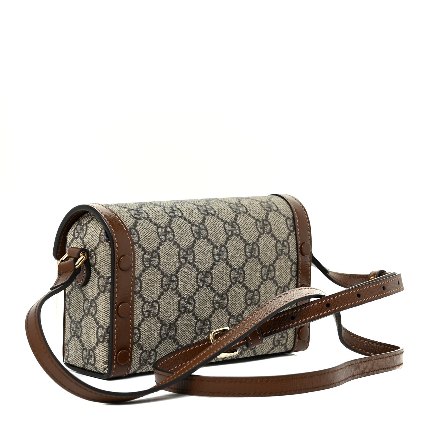 GG Supreme Monogram Mini Horsebit 1955 Shoulder Bag Beige Brown Sugar