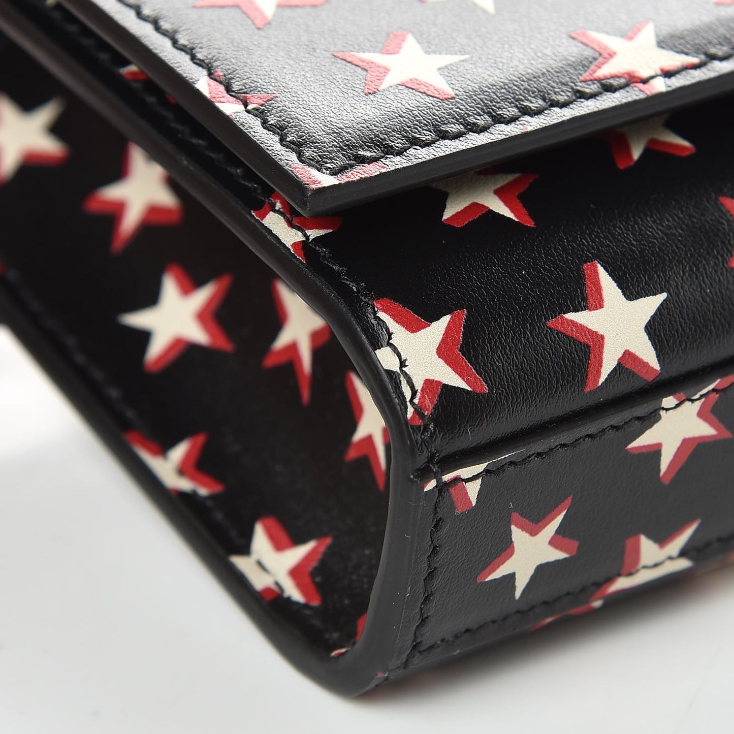 Smooth Calfskin Star Print Monogram Kate Belt Bag Black Ivory Red