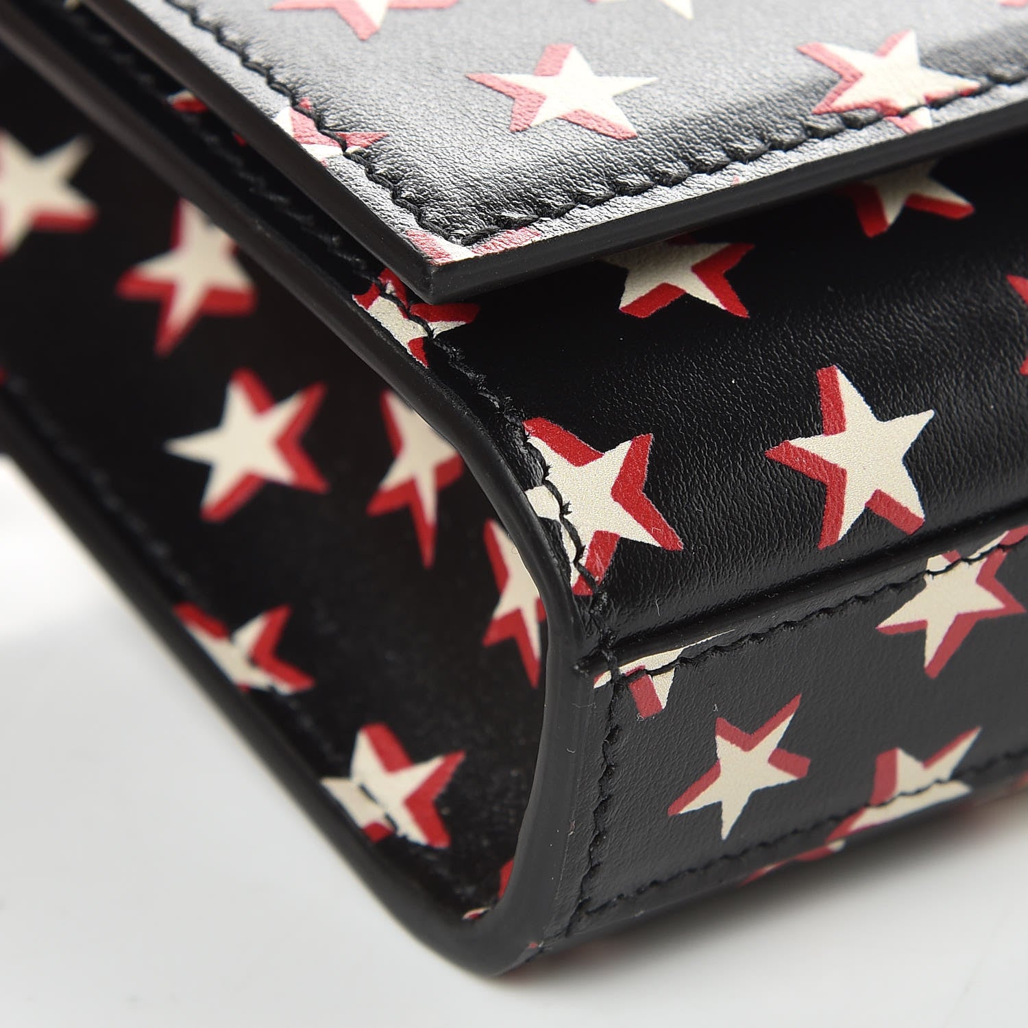 Saint Laurent Smooth Calfskin Star Print Monogram Kate Belt Bag Black Ivory Red 7 of 10