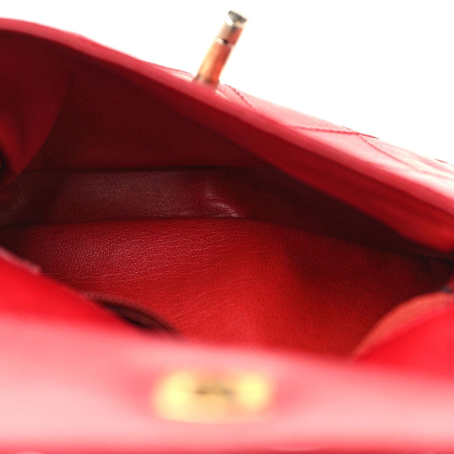 Chanel Lambskin Diamond Stitched Turn Lock Flap Belt Bag 75 30 Red 5 of 12