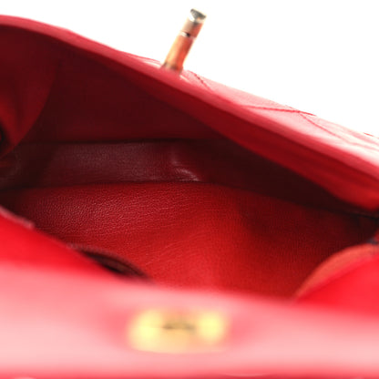 Chanel Lambskin Diamond Stitched Turn Lock Flap Belt Bag 75 30 Red 5 of 12