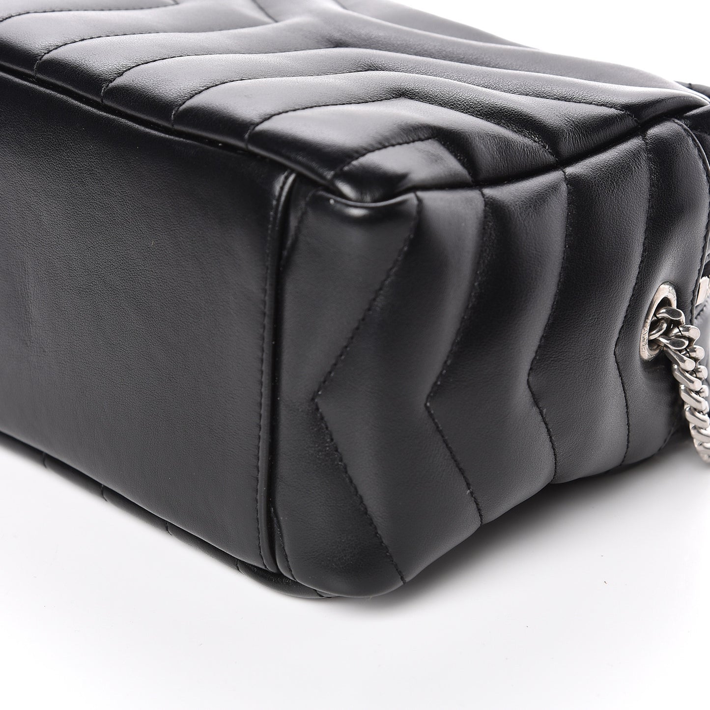 Calfskin Y Quilted Monogram Small Loulou Bowling Bag Black