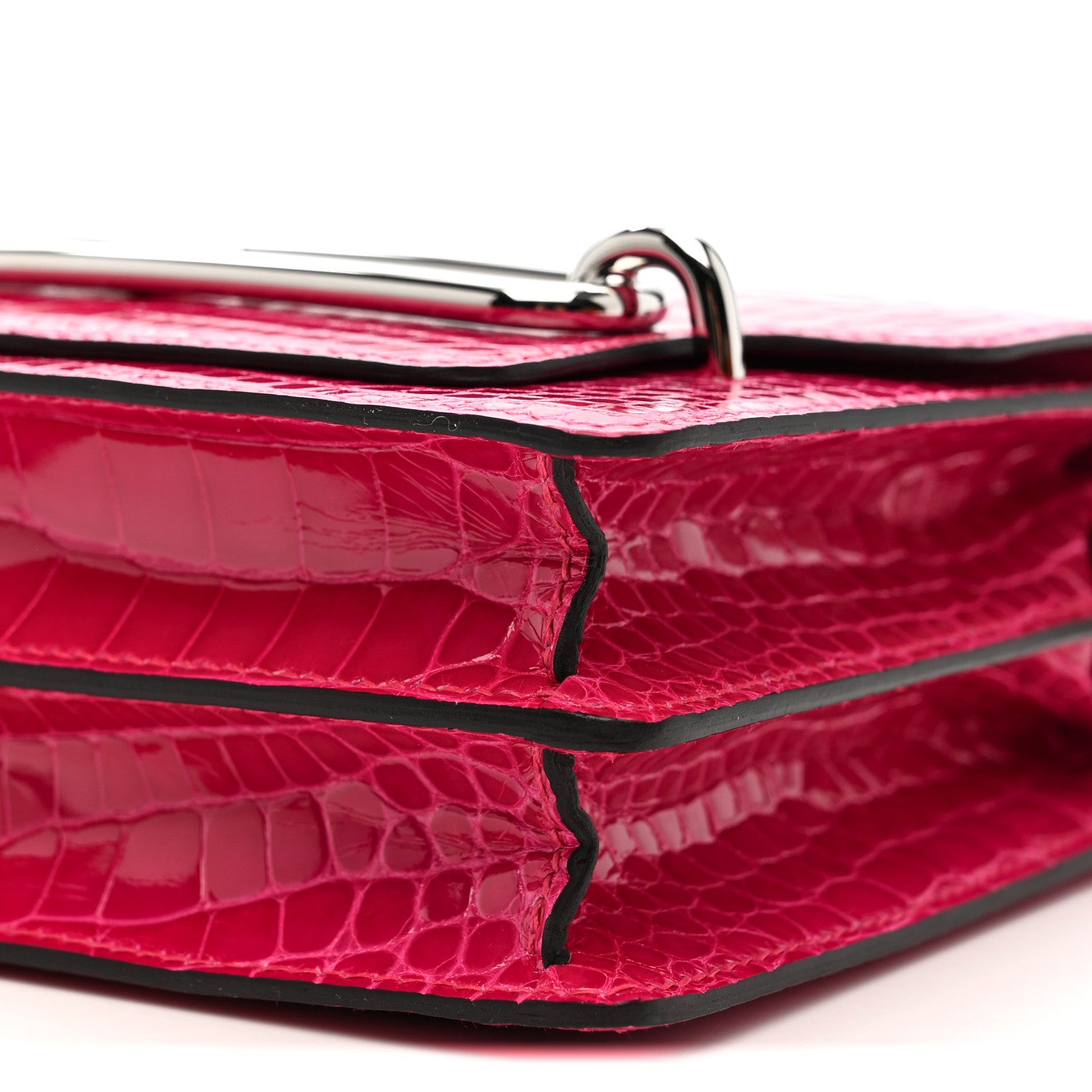 Hermes Shiny Alligator Mini Sac Roulis Rose Mexico 10 of 11