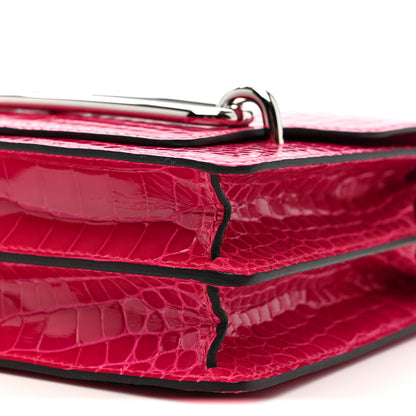 Hermes Shiny Alligator Mini Sac Roulis Rose Mexico 10 of 11