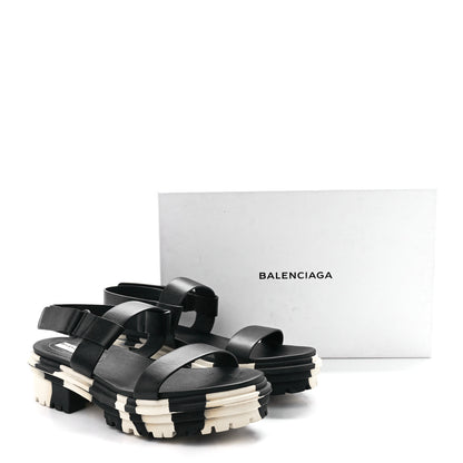 Balenciaga Calfskin Rubber Striped Platform Sandals 40 Black 9 of 9