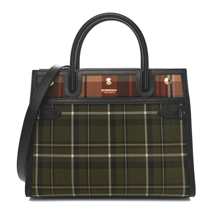 Burberry Wool Tartan Two Handle Title Bag Dark Green 1 of 11
